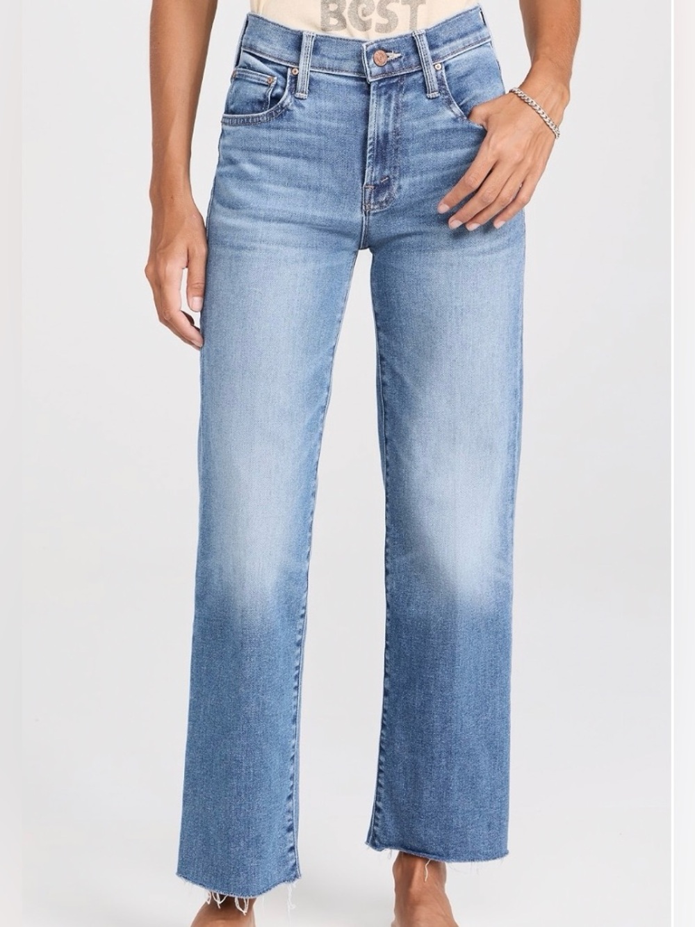 Mother The Mid Rise Rambler Zip Ankle Fray Jeans in Enjoy The Ride